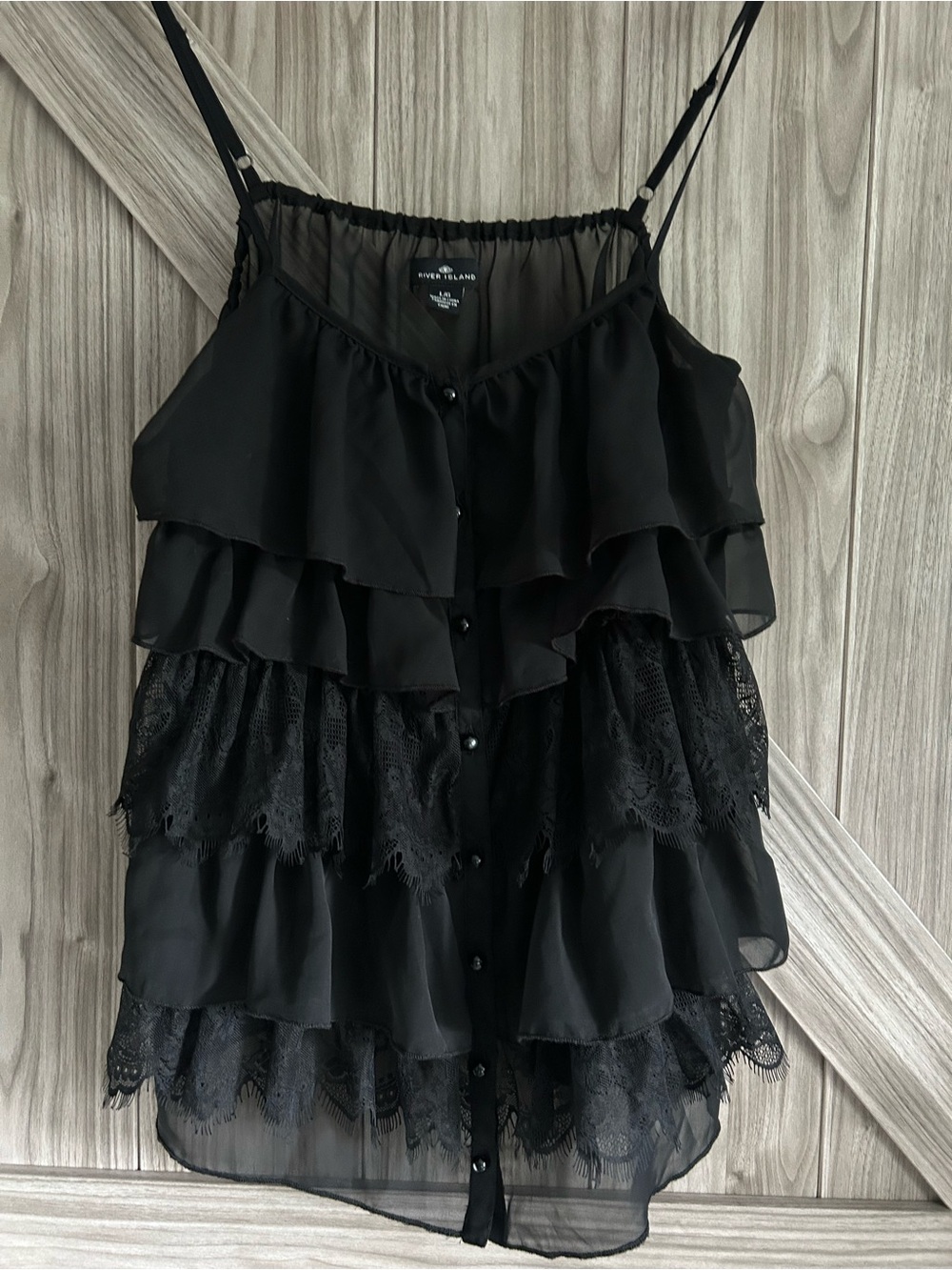 🖤 River Island Tiered Ruffle & Lace insert Cami Top 🖤 - Picture 2 of 3